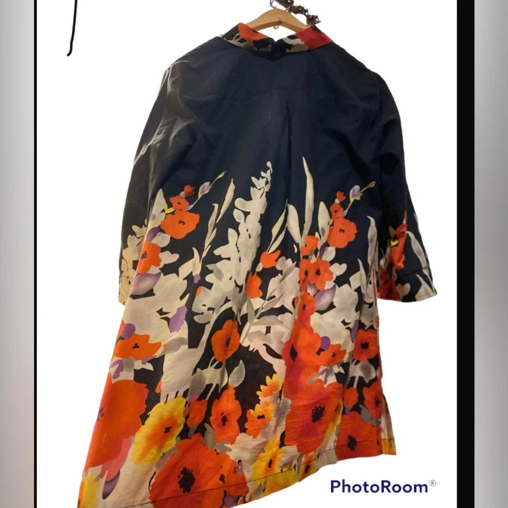 Soft Surroundings NWOT Top Blouse Tunic Black Floral Smock Cotton Beaded… - Picture 4 of 9